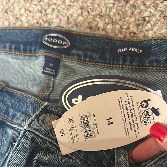 Scoop NYC Blue Straight Leg Jeans with Distressed Details - Picture 2 of 6